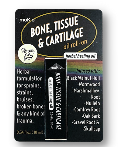 Healing herbs for sprains, bruises and ligament damage Bone, Tissue & Cartilage roll-on herbal infusion by Moko Organics Twin Cities, Minnesota.
