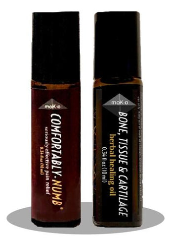 Use Atomic Duo by Moko Organic for torn ligaments, sprained ankles and bruises. Combine Comfortably Numb and Bone, Tissue & Cartilage for pain relief and healing.  Located in Maplewood Mall, Minnesota.
