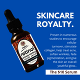 Retinol is proven in numerous studies to encourage cellular turnover, stimulate collagen, help treat acne, soften  wrinkles, fade pigmentation and give skin an overall youthful glow.  Shop Moko Organics $10 Serum for quality skincare for ten bucks.