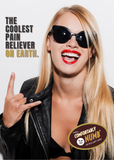 Beautiful and cool biker chick feeling great using Comfortably Numb serious pain reliever roll-on. by Moko Organics.