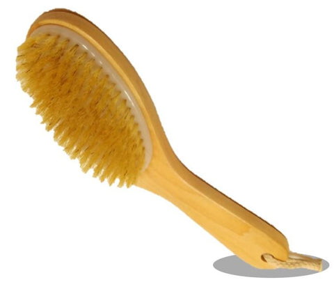 Moko Organics Dry Brush for lymph stimulation and healthy blood flow. Long handle for hard to reach spots. 